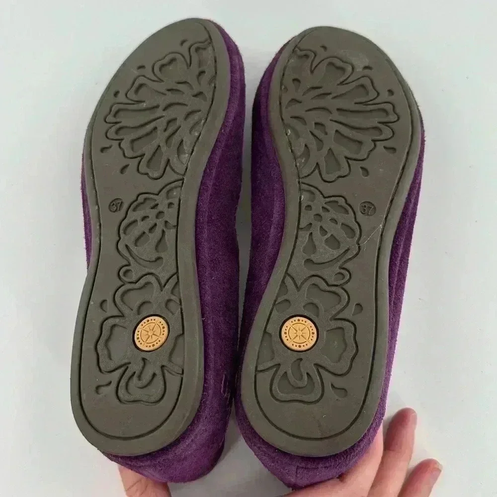 Bussola womens Inca flats size 37 purple suede ballet